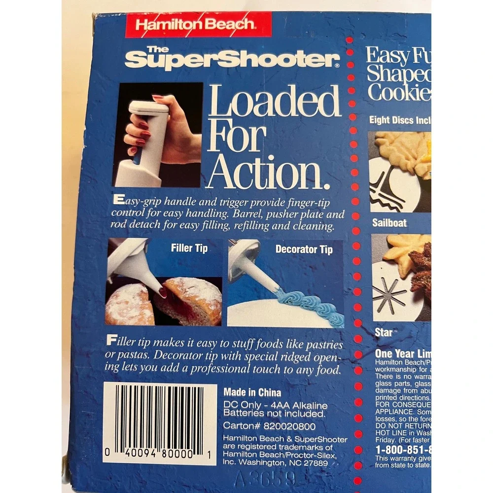 Hamilton Beach Super Shooter Cordless Cookie Press Food Decorator Vtg 80000